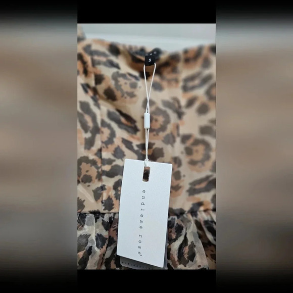 🐆HOST PICK🐆Endless Rose Organza Animal Fluffy Sleeves Baby Doll Dress size S - Picture 6 of 9